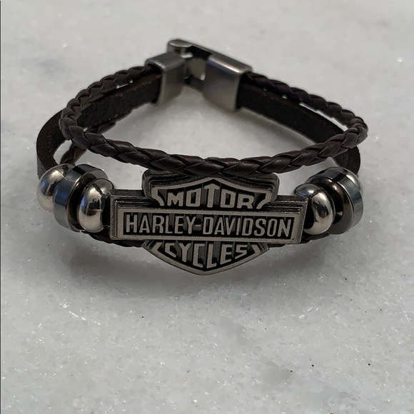 7” Harley Davidson Unisex Leather Bracelet - Picture 7 of 7